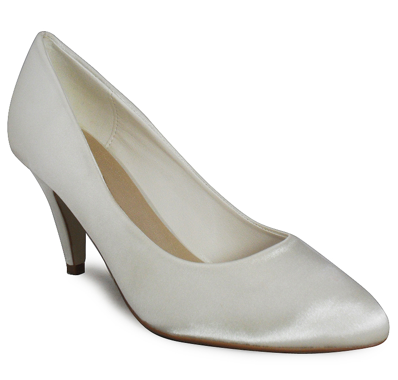 NEW LADIES WOMENS WHITE STILETTO HEEL SATIN WEDDING BRIDESMAID SHOES ...